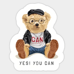 Cute bear design "Yes! You can" Sticker